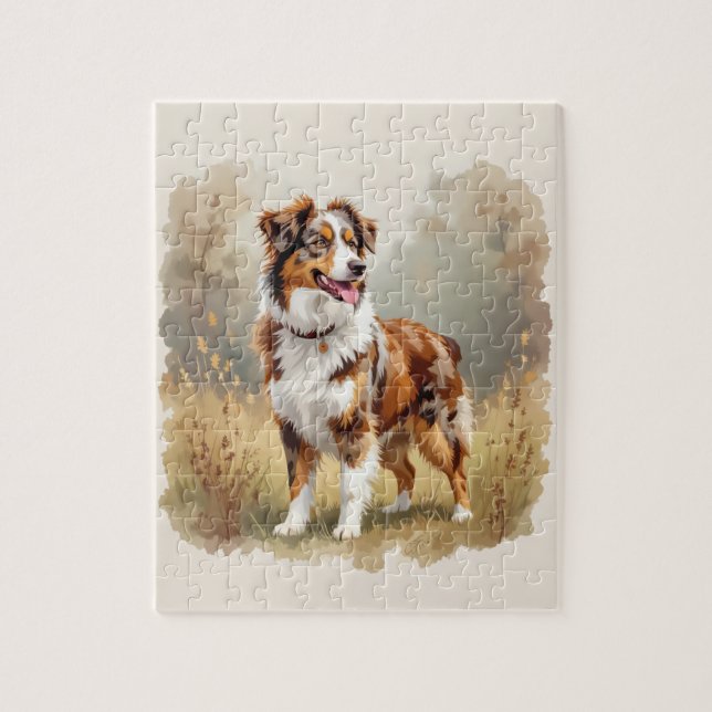 Australian Shepherd Dog Red Merle Aussie Jigsaw Puzzle (Vertical)