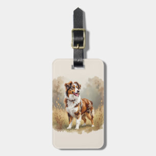 Australian Shepherd Dog Red Merle Aussie Luggage Tag
