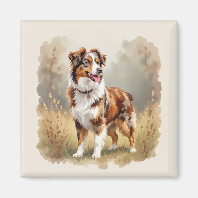 Australian Shepherd Dog Red Merle Aussie Magnet (Front)