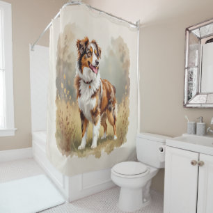 Australian Shepherd Dog Red Merle Aussie Shower Curtain