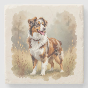 Australian Shepherd Dog Red Merle Aussie Stone Coaster
