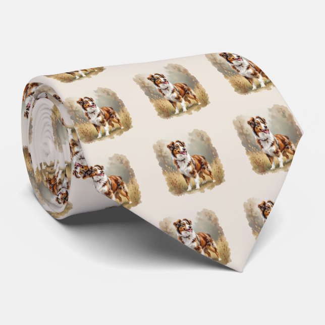 Australian Shepherd Dog Red Merle Aussie Tie (Rolled)