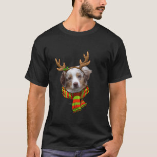 Australian Shepherd Dog Reindeer Christmas Family T-Shirt