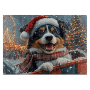 Australian Shepherd Dog Roller Coaster Christmas Cutting Board