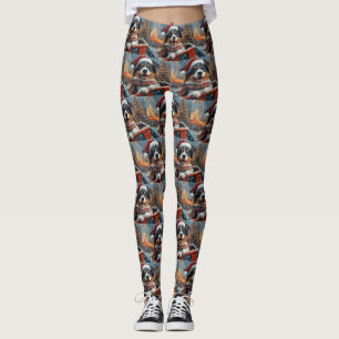Australian Shepherd Dog Roller Coaster Christmas Leggings
