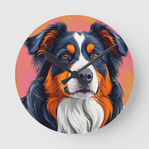 Australian Shepherd dog Round Clock