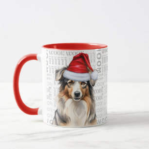 Australian Shepherd Dog Santa Christmas Mug