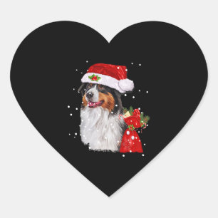 Australian Shepherd Dog Santa Hat Christmas Heart Sticker