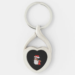 Australian Shepherd Dog Santa Hat Christmas Key Ring