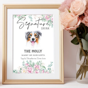 Australian Shepherd Dog Signature Drink Sign