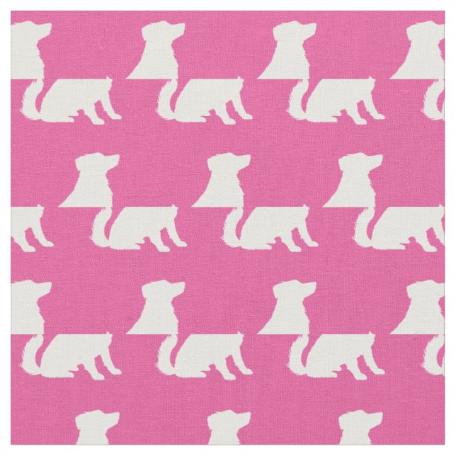 Australian Shepherd Dog Silhouette Pet Aussie Pink Fabric (Close Up)