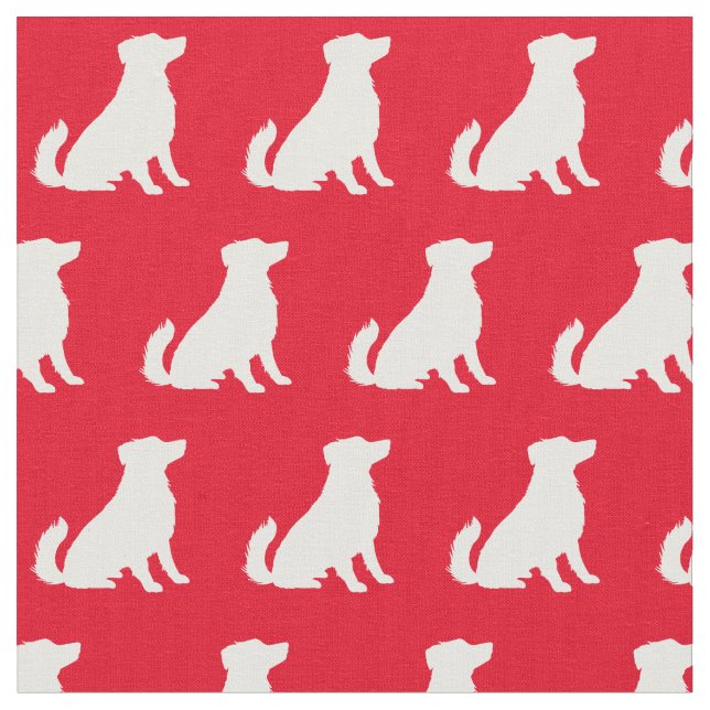 Australian Shepherd Dog Silhouette Pet Aussie Red Fabric (Close Up)