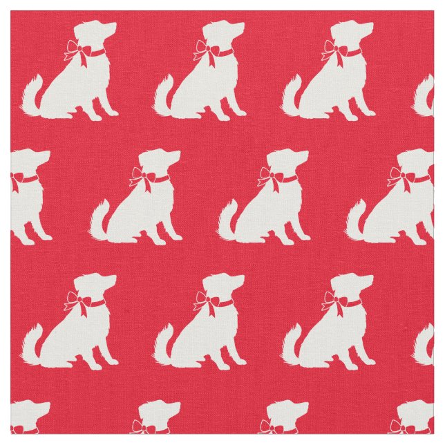Australian Shepherd Dog Silhouette Pet Aussie Red Fabric (Close Up)