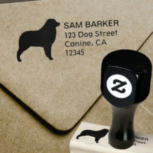 Australian Shepherd Dog Silhouette Return Address Rubber Stamp