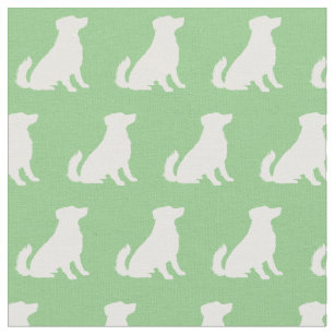 Australian Shepherd Dog Silhouette Sage Green Fabric