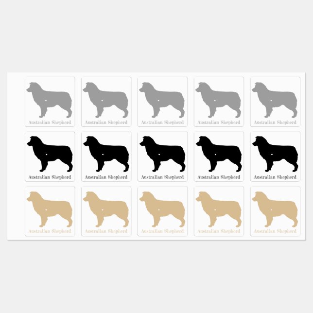 Australian Shepherd Dog Silhouette Sticker Set  (Sheet)