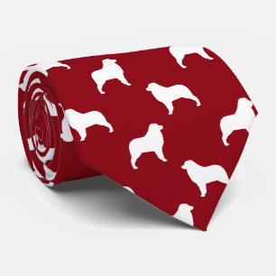 Australian Shepherd Dog Silhouettes Pattern Red Tie