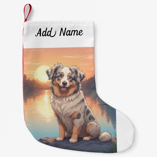 Australian Shepherd Dog Small Christmas Stocking (Front)