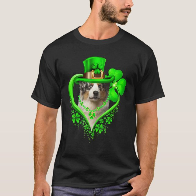 Australian Shepherd Dog St Patricks Day Lover Iris T-Shirt (Front)