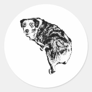 Australian Shepherd Dog Sticker – Ink Art Style