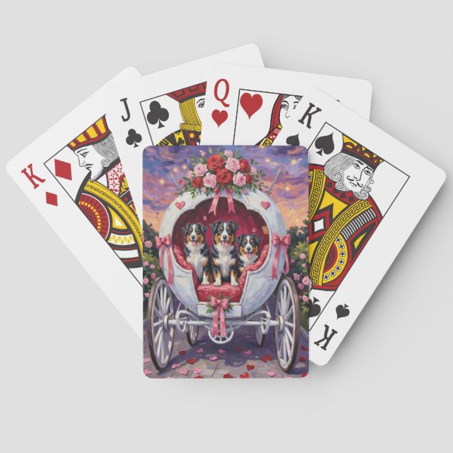 Australian Shepherd Dog Valentine's Day  Playing Cards (Back)