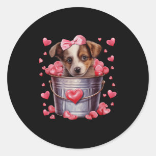Australian Shepherd Dog Valentines Puppy Love Hear Classic Round Sticker