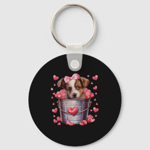 Australian Shepherd Dog Valentines Puppy Love Hear Key Ring