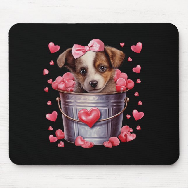 Australian Shepherd Dog Valentines Puppy Love Hear Mouse Mat (Front)