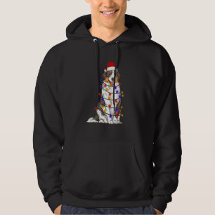 Australian Shepherd Dog Wearing Christmas Hat Ligh Hoodie