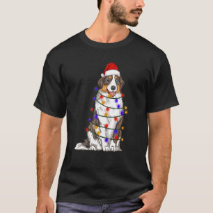 Australian Shepherd Dog Wearing Christmas Hat Ligh T-Shirt