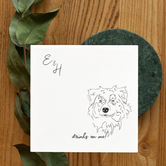  Australian Shepherd Dog Wedding Cocktail Napkins (Creator Uploaded)