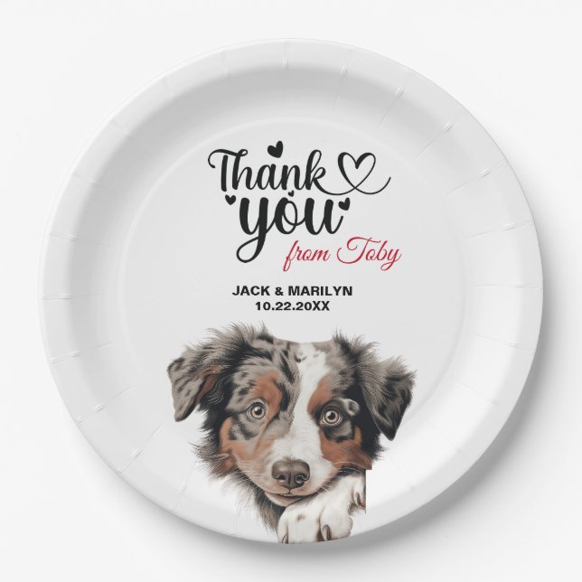 Australian Shepherd Dog Wedding Cocktail Paper Plate (Front)