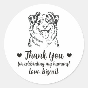Australian Shepherd Dog Wedding Favour Stickers