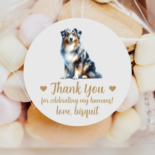Australian Shepherd Dog Wedding Favour Stickers