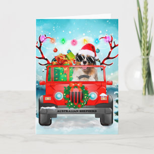Australian Shepherd dog with Christmas gifts Card