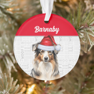 Australian Shepherd Dog with Name and Photo Ornament