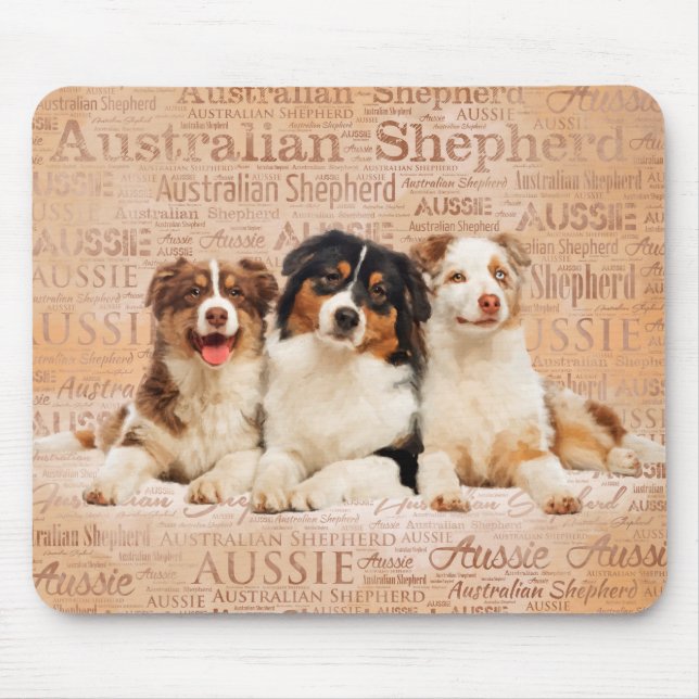 Australian Shepherd dogs  on Word Cloud 1 Mouse Mat (Front)