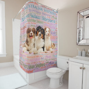 Australian Shepherd dogs  on Word Cloud 2 Shower Curtain