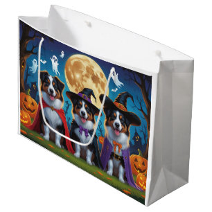 Australian Shepherd Dogs Pumpkin Halloween Funny Large Gift Bag