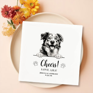 Australian Shepherd Drawing Personalised Cheers Napkin
