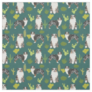 Australian Shepherd fabric cactus print