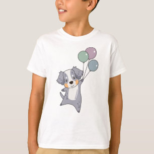 Australian Shepherd Flies Up With Balloons T-Shirt