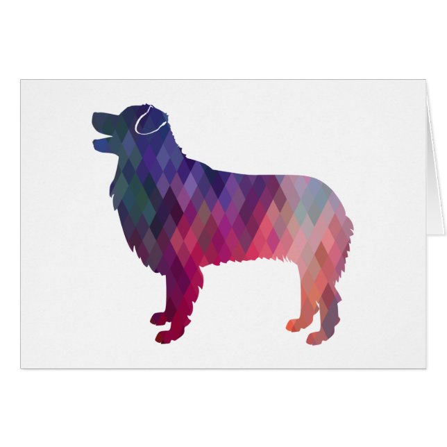 Australian Shepherd Geometric Silhouette Pink (Front Horizontal)