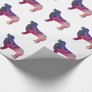 Australian Shepherd Geometric Silhouette Pink Wrapping Paper