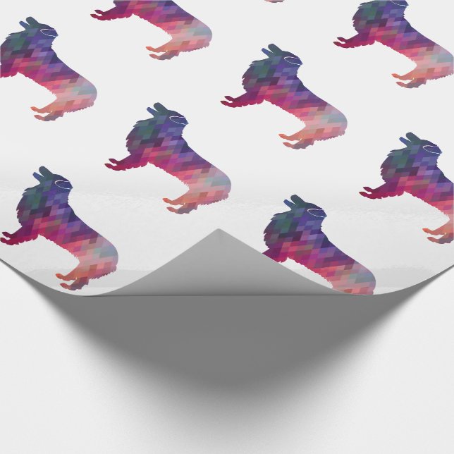 Australian Shepherd Geometric Silhouette Pink Wrapping Paper (Corner)