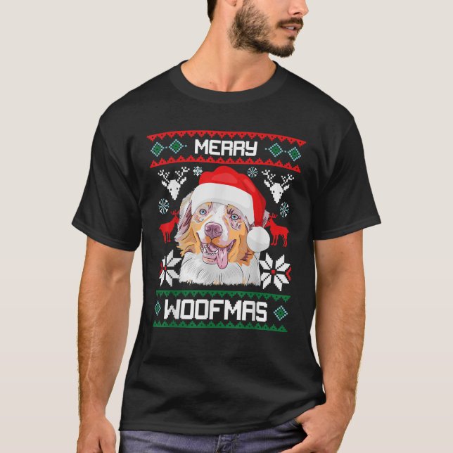 Australian Shepherd Gift For Merry Christmas Woofm T-Shirt (Front)