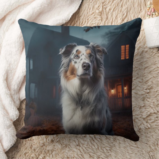 Australian Shepherd Halloween Scary Cushion (Blanket)