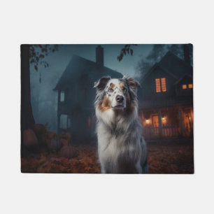 Australian Shepherd Halloween Scary Doormat