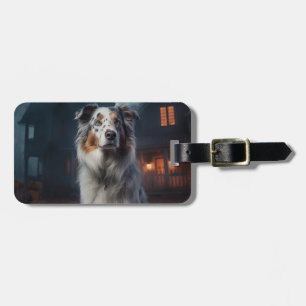 Australian Shepherd Halloween Scary Luggage Tag