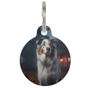 Australian Shepherd Halloween Scary Pet Tag